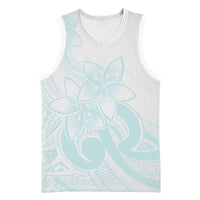 Polynesian Tribal Plumeria Lotu Tamaiti Basketball Jersey Pastel Cyan - Polynesian Pride