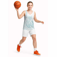 Polynesian Tribal Plumeria Lotu Tamaiti Basketball Jersey Pastel Cyan - Polynesian Pride