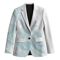 Polynesian Tribal Plumeria Lotu Tamaiti Blazer Pastel Cyan - Polynesian Pride