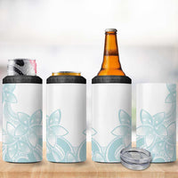 Polynesian Tribal Plumeria Lotu Tamaiti 4 in 1 Can Cooler Tumbler Pastel Cyan LT9 - Polynesian Pride