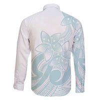 Polynesian Tribal Plumeria Lotu Tamaiti Family Matching Long Sleeve Bodycon Dress and Hawaiian Shirt Pastel Cyan - Polynesian Pride
