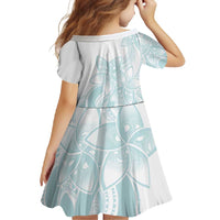 Polynesian Tribal Plumeria Lotu Tamaiti Family Matching Mermaid Dress and Hawaiian Shirt Pastel Cyan - Polynesian Pride