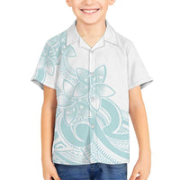 Polynesian Tribal Plumeria Lotu Tamaiti Family Matching Puletasi and Hawaiian Shirt Pastel Cyan - Polynesian Pride
