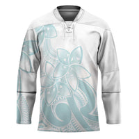 Polynesian Tribal Plumeria Lotu Tamaiti Hockey Jersey Pastel Cyan - Polynesian Pride