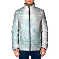 Polynesian Tribal Plumeria Lotu Tamaiti Padded Jacket Pastel Cyan - Polynesian Pride
