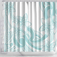 Polynesian Tribal Plumeria Lotu Tamaiti Shower Curtain Pastel Cyan - Polynesian Pride