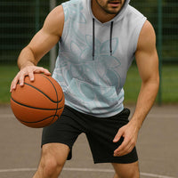 Polynesian Tribal Plumeria Lotu Tamaiti Sleeveless Hoodie Pastel Cyan - Polynesian Pride