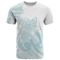 Polynesian Tribal Plumeria Lotu Tamaiti T Shirt Pastel Cyan - Polynesian Pride