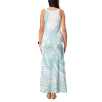 Polynesian Tribal Plumeria Lotu Tamaiti Tank Maxi Dress Pastel Cyan - Polynesian Pride