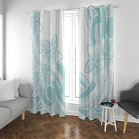 Polynesian Tribal Plumeria Lotu Tamaiti Window Curtain Pastel Cyan - Polynesian Pride