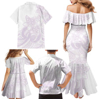 Polynesian Tribal Plumeria Lotu Tamaiti Family Matching Mermaid Dress and Hawaiian Shirt Pastel Mauve - Polynesian Pride
