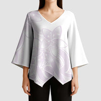 Polynesian Tribal Plumeria Lotu Tamaiti Kimono Sleeve Blouse Pastel Mauve - Polynesian Pride