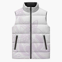 Polynesian Tribal Plumeria Lotu Tamaiti Sleeveless Puffer Jacket Pastel Mauve - Polynesian Pride