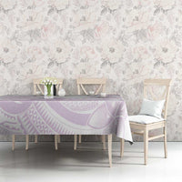 Polynesian Tribal Plumeria Lotu Tamaiti Tablecloth Pastel Mauve - Polynesian Pride