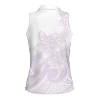 Polynesian Tribal Plumeria Lotu Tamaiti Women Sleeveless Polo Shirt Pastel Mauve - Polynesian Pride