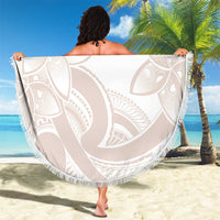 Polynesian Tribal Plumeria Lotu Tamaiti Beach Blanket Pastel Nude - Polynesian Pride
