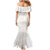 Polynesian Tribal Plumeria Lotu Tamaiti Family Matching Mermaid Dress and Hawaiian Shirt Pastel Nude - Polynesian Pride