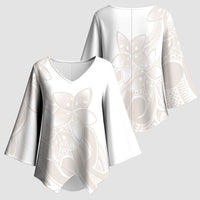 Polynesian Tribal Plumeria Lotu Tamaiti Kimono Sleeve Blouse Pastel Nude - Polynesian Pride