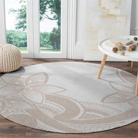Polynesian Tribal Plumeria Lotu Tamaiti Round Carpet Pastel Nude - Polynesian Pride