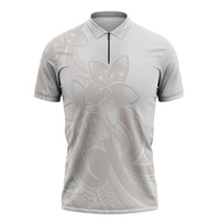 Polynesian Tribal Plumeria Lotu Tamaiti Zipper Polo Shirt Pastel Nude - Polynesian Pride