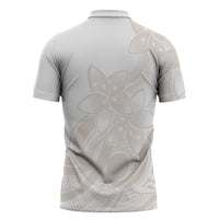 Polynesian Tribal Plumeria Lotu Tamaiti Zipper Polo Shirt Pastel Nude - Polynesian Pride