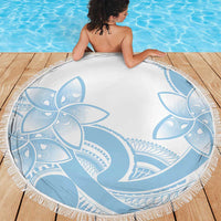Polynesian Tribal Plumeria Lotu Tamaiti Beach Blanket Pastel Sky Blue - Polynesian Pride