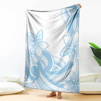 Polynesian Tribal Plumeria Lotu Tamaiti Blanket Pastel Sky Blue - Polynesian Pride