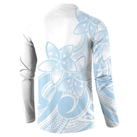 Polynesian Tribal Plumeria Lotu Tamaiti Button Sweatshirt Pastel Sky Blue - Polynesian Pride