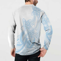 Polynesian Tribal Plumeria Lotu Tamaiti Button Sweatshirt Pastel Sky Blue - Polynesian Pride