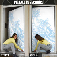 Polynesian Tribal Plumeria Lotu Tamaiti Door Cover Pastel Sky Blue - Polynesian Pride