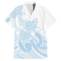 Polynesian Tribal Plumeria Lotu Tamaiti Family Matching Off Shoulder Maxi Dress and Hawaiian Shirt Pastel Sky Blue - Polynesian Pride