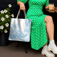 Polynesian Tribal Plumeria Lotu Tamaiti Tote Bag Pastel Sky Blue - Polynesian Pride