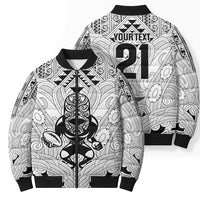 2026 Autumn Rugby Nations New Zealand Custom Bomber Puffer Jacket White Kowhaiwhai Maori Tribal Taniko Motif LT9 - Polynesian Pride