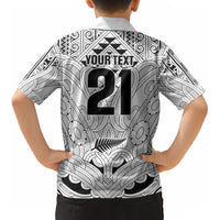 2026 Autumn Rugby Nations New Zealand Custom Kid Hawaiian Shirt White Kowhaiwhai Maori Tribal Taniko Motif LT9 - Polynesian Pride
