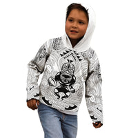 2026 Autumn Rugby Nations New Zealand Custom Kid Hoodie White Kowhaiwhai Maori Tribal Taniko Motif LT9 - Polynesian Pride