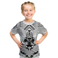 2026 Autumn Rugby Nations New Zealand Custom Kid T Shirt White Kowhaiwhai Maori Tribal Taniko Motif LT9 White - Polynesian Pride