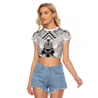 2026 Autumn Rugby Nations New Zealand Custom Raglan Cropped T Shirt White Kowhaiwhai Maori Tribal Taniko Motif LT9 Female White - Polynesian Pride