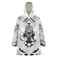 2026 Autumn Rugby Nations New Zealand Custom Wearable Blanket Hoodie White Kowhaiwhai Maori Tribal Taniko Motif LT9 One Size White - Polynesian Pride