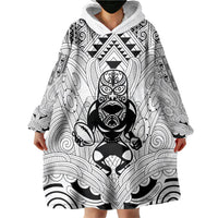 2026 Autumn Rugby Nations New Zealand Custom Wearable Blanket Hoodie White Kowhaiwhai Maori Tribal Taniko Motif LT9 - Polynesian Pride