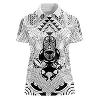 2026 Autumn Rugby Nations New Zealand Custom Women Polo Shirt White Kowhaiwhai Maori Tribal Taniko Motif LT9 Female White - Polynesian Pride
