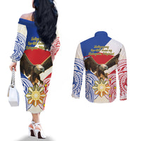 Philippines Independence Day Couples Matching Off The Shoulder Long Sleeve Dress and Long Sleeve Button Shirt Pilipinas Eagle 126th Anniversary
