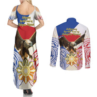 Philippines Independence Day Couples Matching Summer Maxi Dress and Long Sleeve Button Shirt Pilipinas Eagle 126th Anniversary LT14 - Polynesian Pride