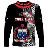 Personalised Samoa Long Sleeve Shirt Ula Fala Mix Samoan Tribal Black Version LT14 - Polynesian Pride