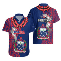 Personalised Samoa Hawaiian Shirt Ula Fala Mix Samoan Tribal Blue Version LT14 - Polynesian Pride