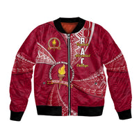 Personalised Tonga Beulah College Bomber Jacket Tongan Ngatu Pattern LT14 Unisex Maroon - Polynesian Pride