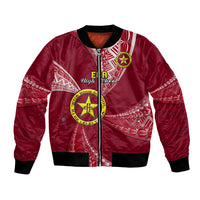 Personalised Tonga Beulah College Bomber Jacket Class Of Year Tongan Ngatu Pattern LT14 Unisex Maroon - Polynesian Pride