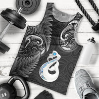 Personalised New Zealand Men Tank Top Aotearoa Silver Fern With Manaia Maori Unique Black LT14 Black - Polynesian Pride