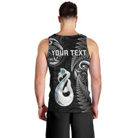 Personalised New Zealand Men Tank Top Aotearoa Silver Fern With Manaia Maori Unique Black LT14 - Polynesian Pride