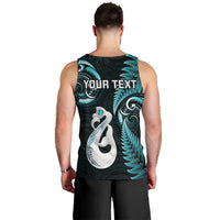 Personalised New Zealand Men Tank Top Aotearoa Silver Fern With Manaia Maori Unique Turquoise LT14 - Polynesian Pride