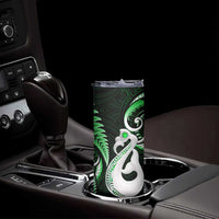 New Zealand Skinny Tumbler Aotearoa Silver Fern With Manaia Maori Unique Green
